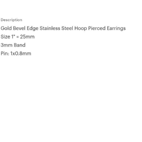 Bevel Edge Gold Hoop Pierced Earrings 1" 25mm 3mm Wide Band - Picture 3 of 8